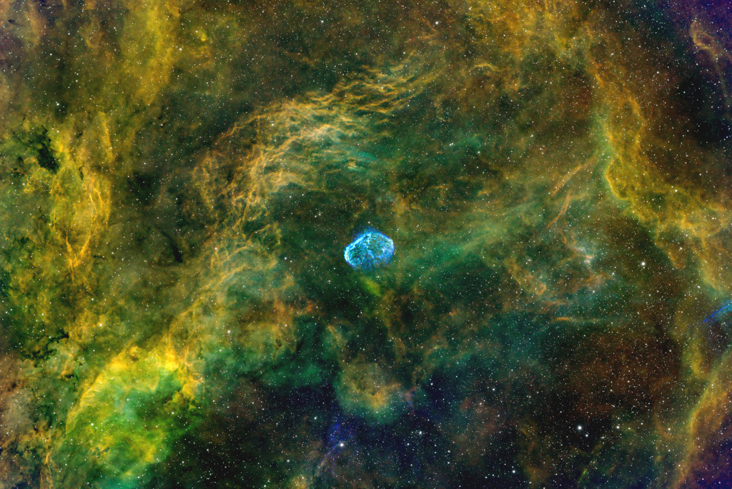 Crescent Nebula in the Hubble Telescope Palette - Joint second
